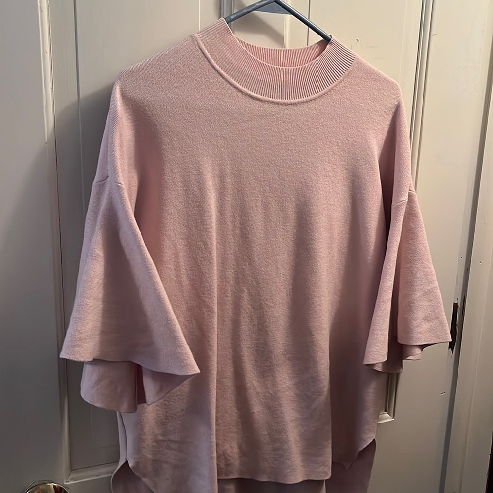 Mock turtle neck / bell sleeve sweater